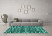 Machine Washable Abstract Turquoise Modern Area Rugs in a Living Room,, wshabs4620turq