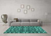 Machine Washable Abstract Turquoise Modern Rug, wshabs4620turq