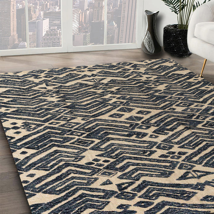 Abstract Gunmetal Green Modern Rug in Family Room, abs4620