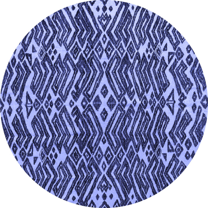 Round Abstract Blue Modern Rug, abs4620blu