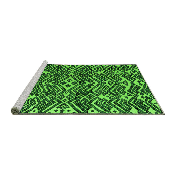 Sideview of Machine Washable Abstract Green Modern Area Rugs, wshabs4620grn