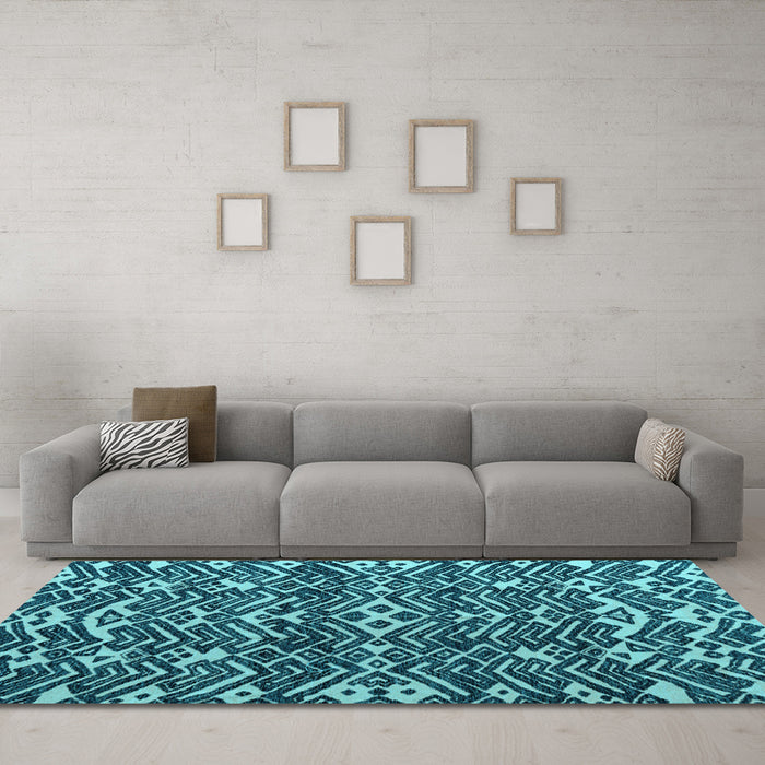 Machine Washable Abstract Light Blue Modern Rug in a Living Room, wshabs4620lblu