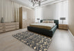 Abstract Gunmetal Green Modern Rug in a Bedroom, abs4620