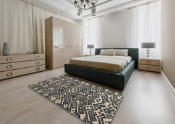 Abstract Gunmetal Green Modern Rug in a Bedroom, abs4620