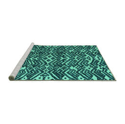 Sideview of Machine Washable Abstract Turquoise Modern Area Rugs, wshabs4620turq