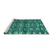 Sideview of Machine Washable Abstract Turquoise Modern Area Rugs, wshabs4620turq