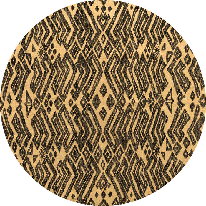 Round Machine Washable Abstract Brown Modern Rug, wshabs4620brn