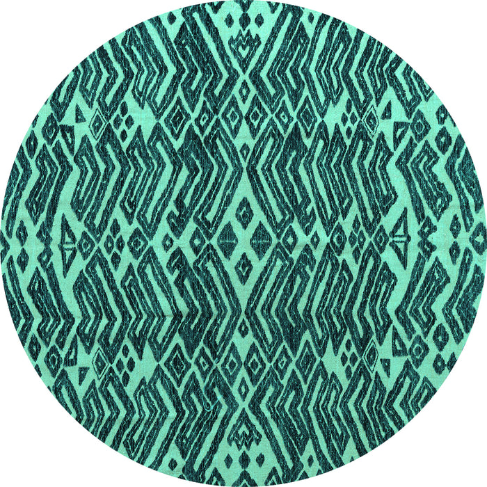 Round Abstract Turquoise Modern Rug, abs4620turq