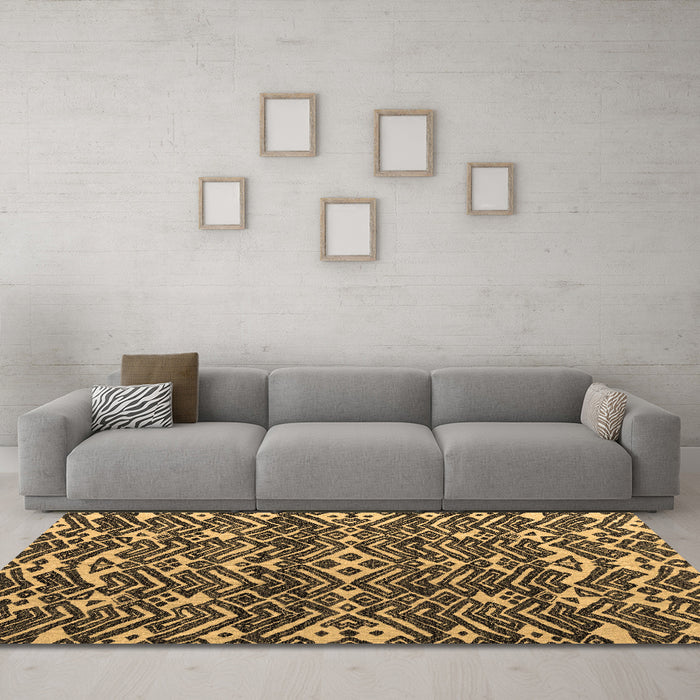 Machine Washable Abstract Brown Modern Rug in a Living Room,, wshabs4620brn