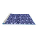 Sideview of Machine Washable Abstract Blue Modern Rug, wshabs4620blu