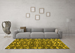 Machine Washable Abstract Yellow Modern Rug in a Living Room, wshabs4620yw