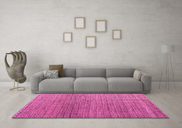 Machine Washable Abstract Pink Modern Rug in a Living Room, wshabs4621pnk
