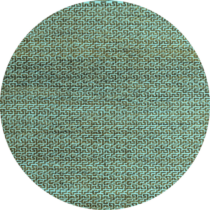 Round Abstract Light Blue Modern Rug, abs4621lblu