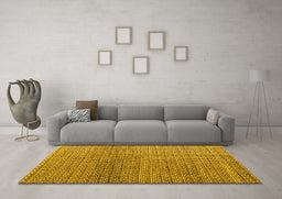 Machine Washable Abstract Yellow Modern Rug in a Living Room, wshabs4621yw