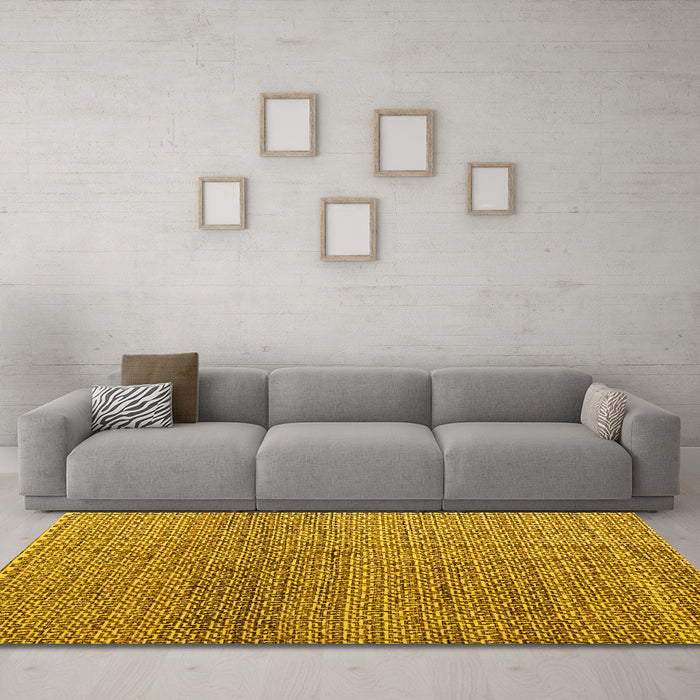 Machine Washable Abstract Yellow Modern Rug in a Living Room, wshabs4621yw