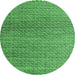 Round Machine Washable Abstract Emerald Green Modern Area Rugs, wshabs4621emgrn