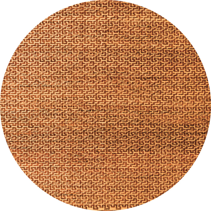 Round Machine Washable Abstract Orange Modern Area Rugs, wshabs4621org