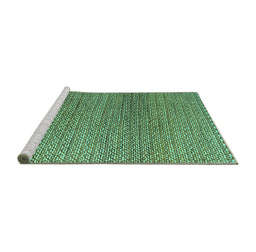 Sideview of Machine Washable Abstract Turquoise Modern Area Rugs, wshabs4621turq