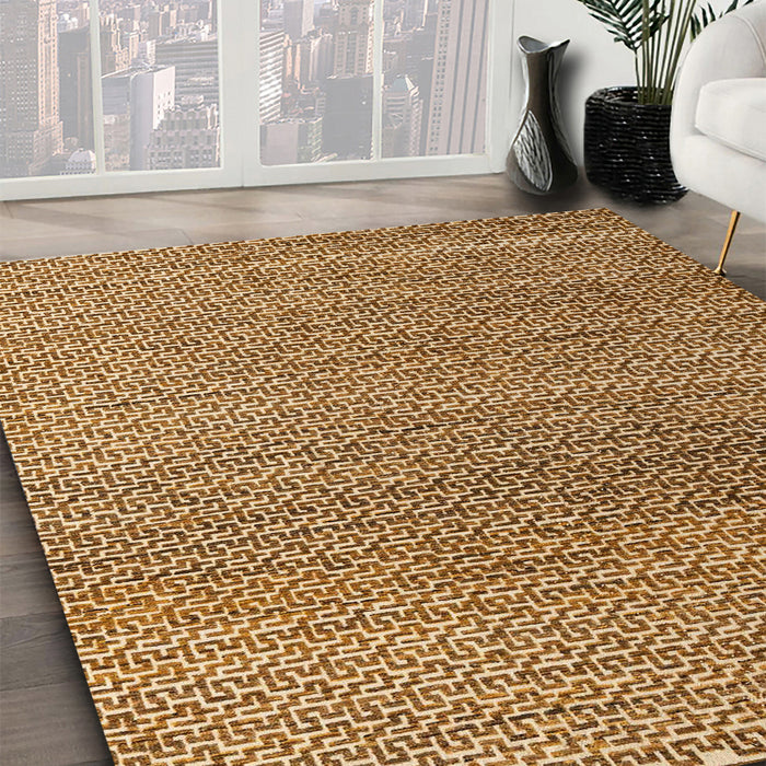 Abstract Yellow Orange Modern Rug in Family Room, abs4621