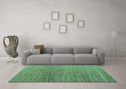Machine Washable Abstract Turquoise Modern Area Rugs in a Living Room,, wshabs4621turq