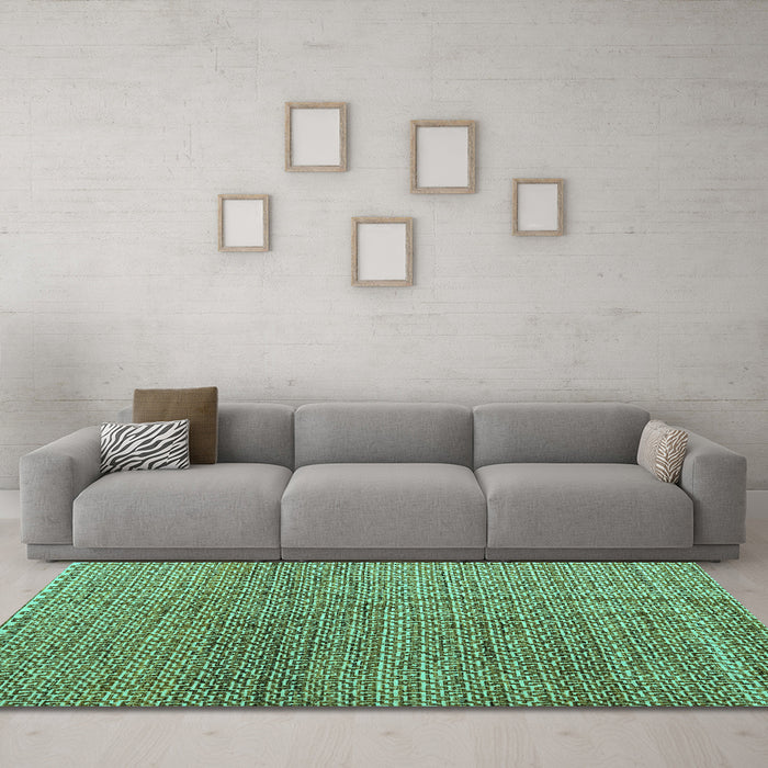 Machine Washable Abstract Turquoise Modern Area Rugs in a Living Room,, wshabs4621turq