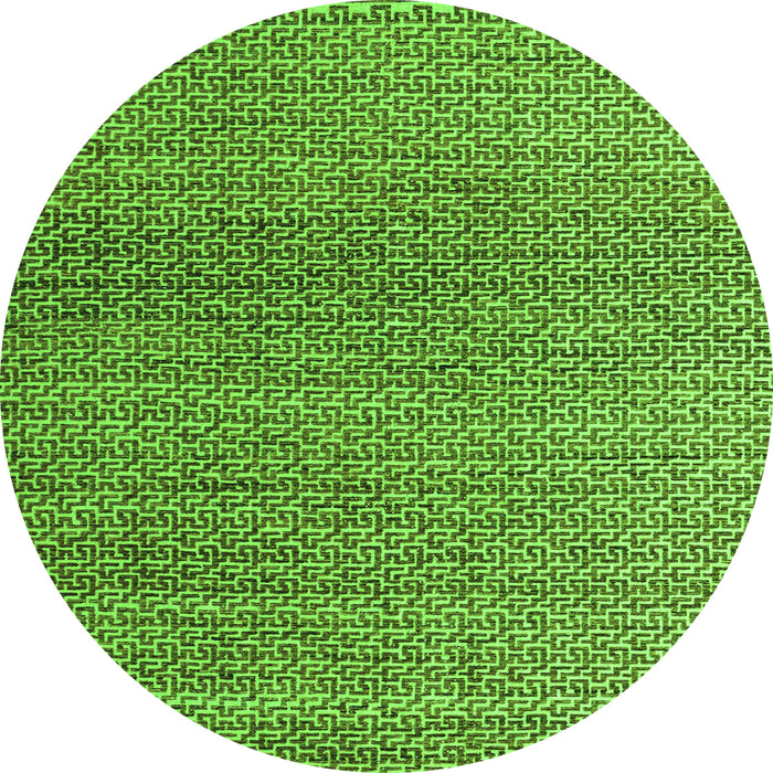 Round Machine Washable Abstract Green Modern Area Rugs, wshabs4621grn
