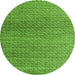 Round Machine Washable Abstract Green Modern Area Rugs, wshabs4621grn