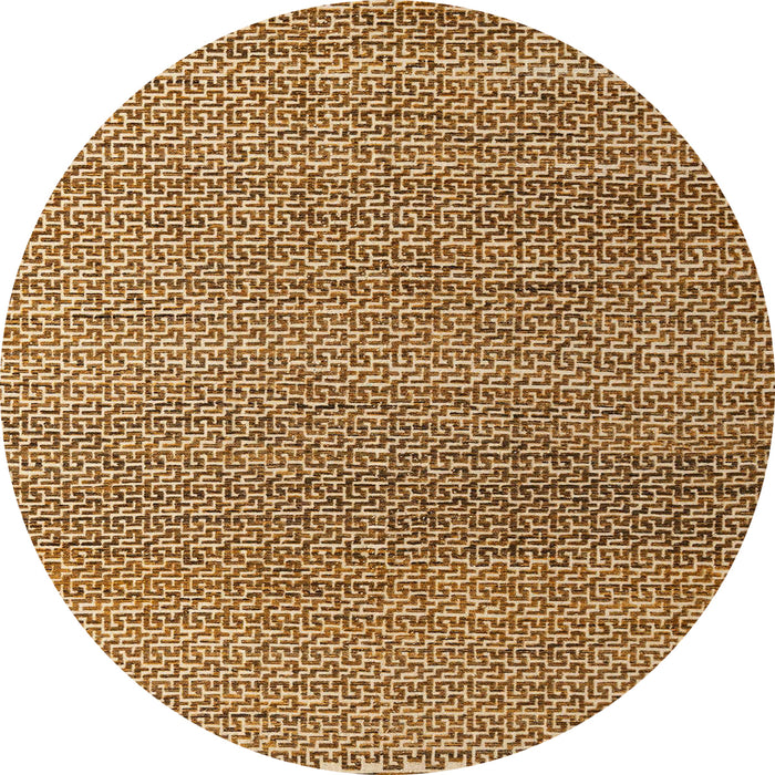 Round Abstract Yellow Orange Modern Rug, abs4621