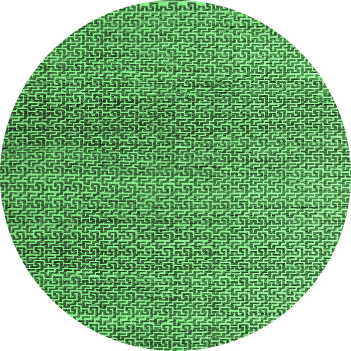 Round Abstract Emerald Green Modern Rug, abs4621emgrn
