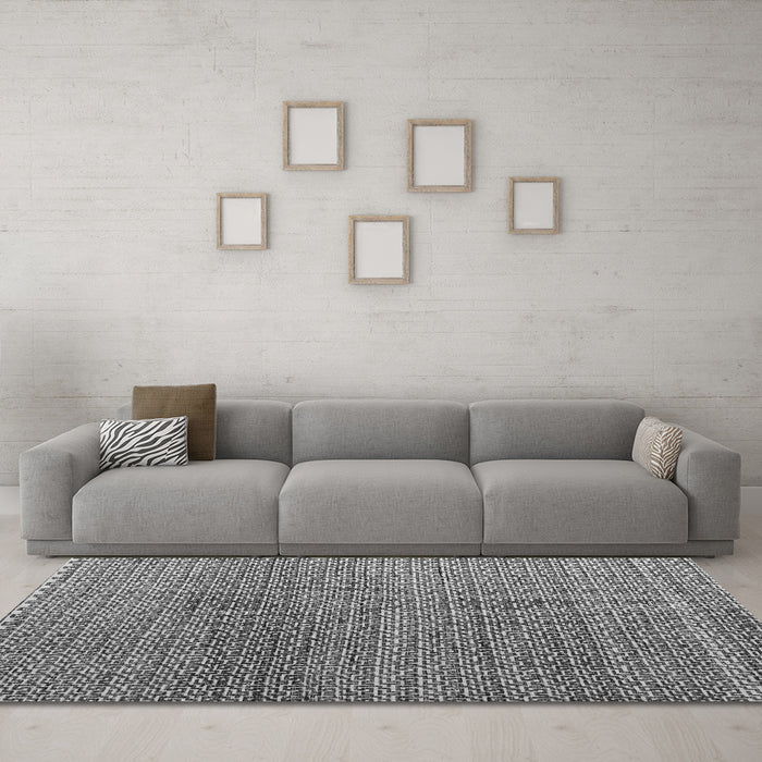 Machine Washable Abstract Gray Modern Rug in a Living Room,, wshabs4621gry