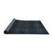 Sideview of Abstract Deep Teal Green Modern Rug, abs4622