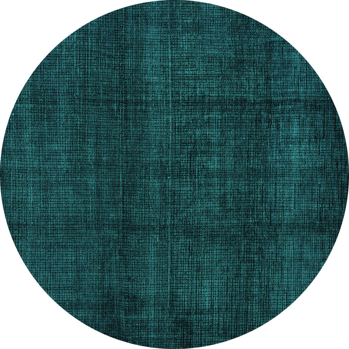 Round Machine Washable Abstract Turquoise Modern Area Rugs, wshabs4622turq
