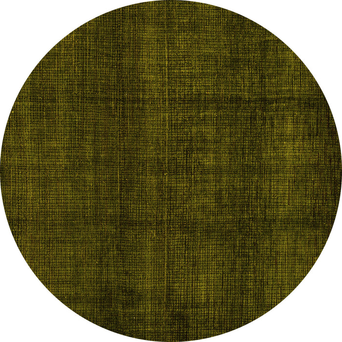 Round Machine Washable Abstract Yellow Modern Rug, wshabs4622yw
