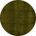 Round Machine Washable Abstract Yellow Modern Rug, wshabs4622yw