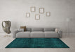 Machine Washable Abstract Turquoise Modern Area Rugs in a Living Room,, wshabs4622turq