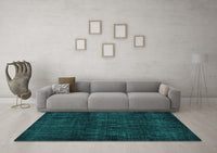 Machine Washable Abstract Turquoise Modern Rug, wshabs4622turq