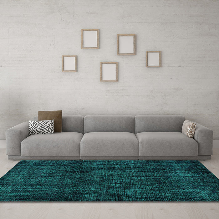 Machine Washable Abstract Turquoise Modern Area Rugs in a Living Room,, wshabs4622turq