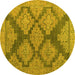 Round Abstract Yellow Modern Rug, abs4623yw