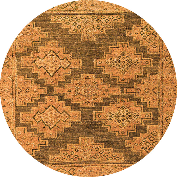 Round Machine Washable Abstract Orange Modern Area Rugs, wshabs4623org
