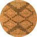 Round Machine Washable Abstract Orange Modern Area Rugs, wshabs4623org