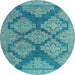 Round Machine Washable Abstract Light Blue Modern Rug, wshabs4623lblu