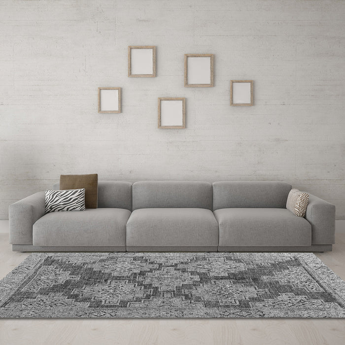 Machine Washable Abstract Gray Modern Rug in a Living Room,, wshabs4623gry