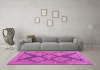 Machine Washable Abstract Pink Modern Rug, wshabs4623pnk