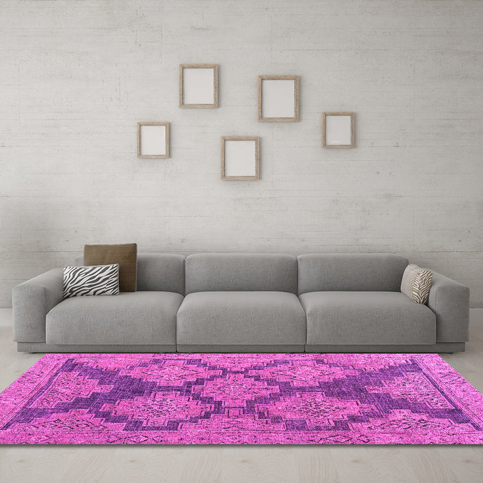 Machine Washable Abstract Pink Modern Rug in a Living Room, wshabs4623pnk