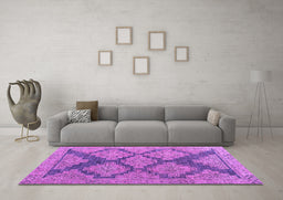 Machine Washable Abstract Purple Modern Area Rugs in a Living Room, wshabs4623pur