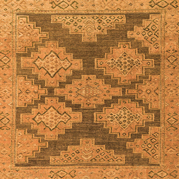 Square Machine Washable Abstract Orange Modern Area Rugs, wshabs4623org