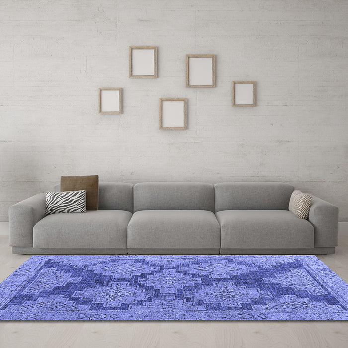 Machine Washable Abstract Blue Modern Rug in a Living Room, wshabs4623blu