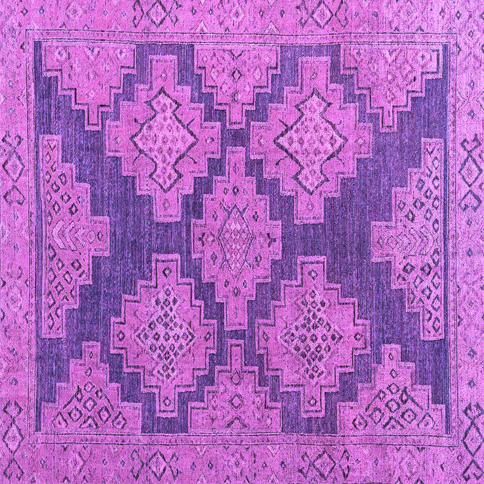 Square Machine Washable Abstract Purple Modern Area Rugs, wshabs4623pur