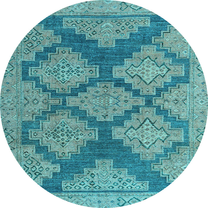 Round Abstract Light Blue Modern Rug, abs4623lblu