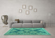 Machine Washable Abstract Turquoise Modern Area Rugs in a Living Room,, wshabs4623turq